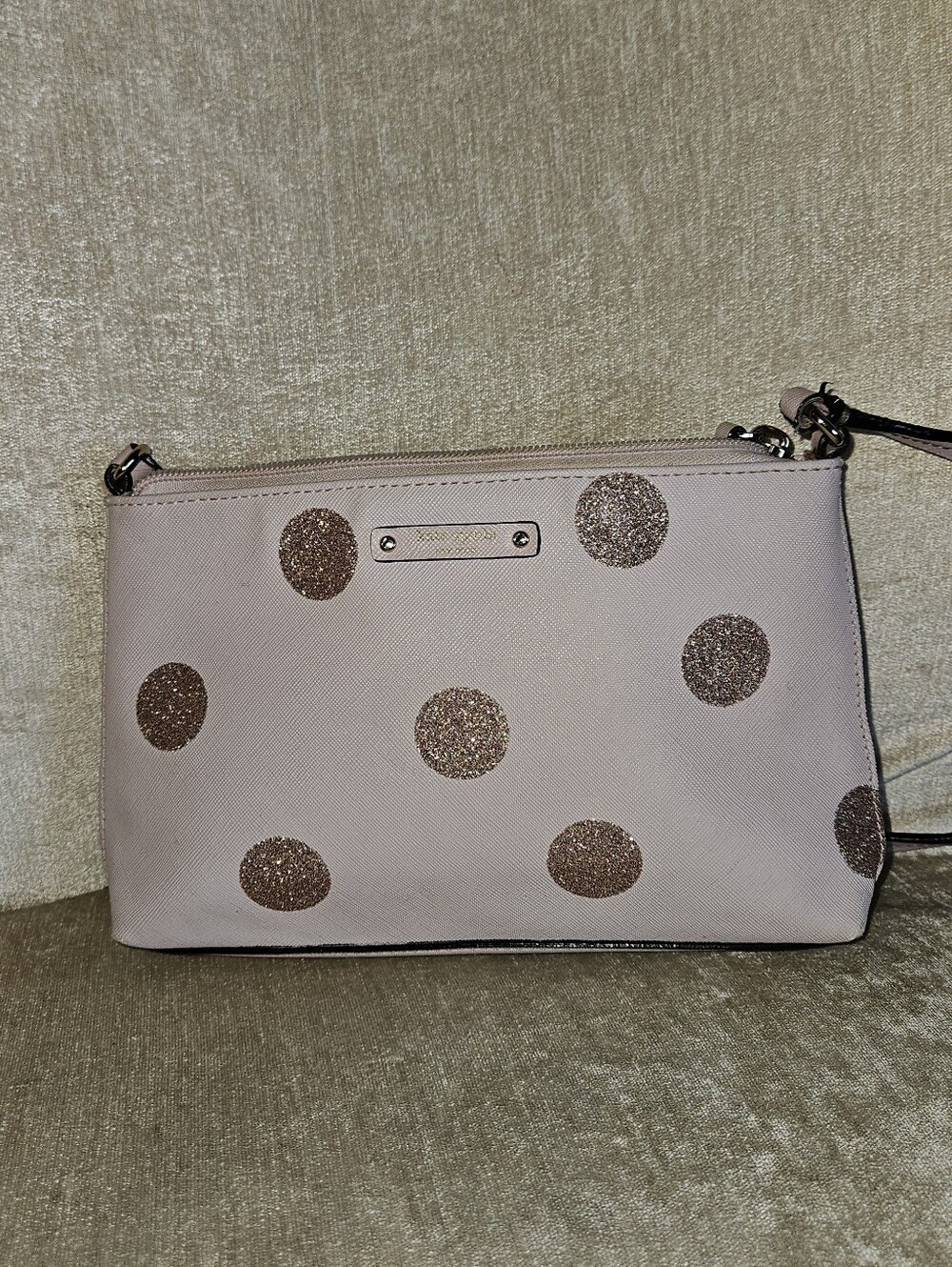 Kate Spade Ramey Pale Pink Bag with Glitter Polka Dots